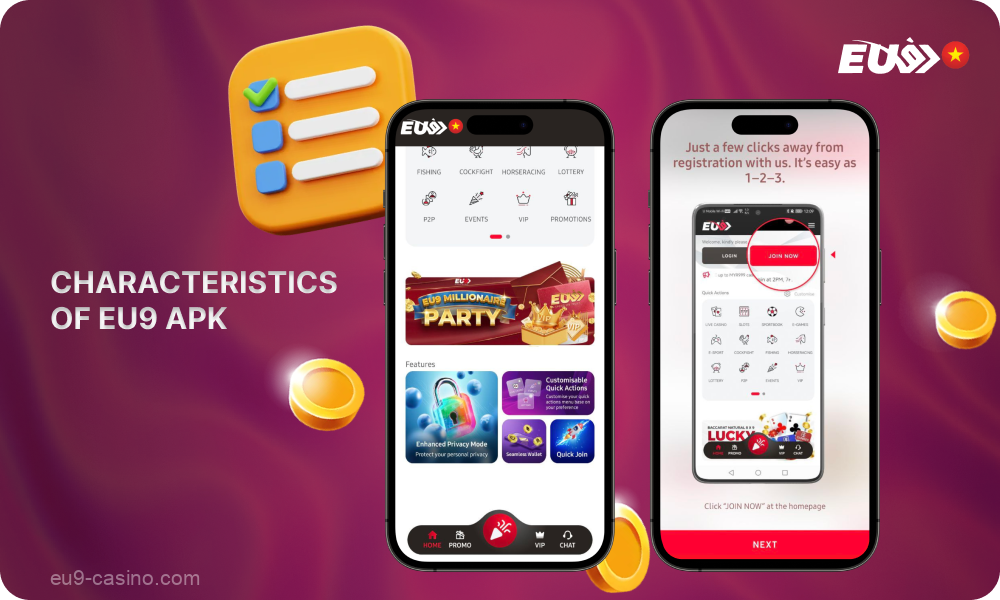 Aplikasi kasino Eu9 APK memiliki antarmuka yang identik dengan situs web, sehingga memudahkan pemula untuk belajar dan memberikan pengalaman yang cepat dan nyaman