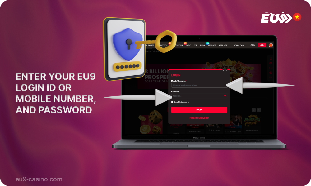 Enter your login and password for your Eu9 account