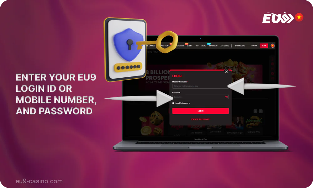 Masukkan login dan kata sandi Anda untuk akun Eu9 Anda