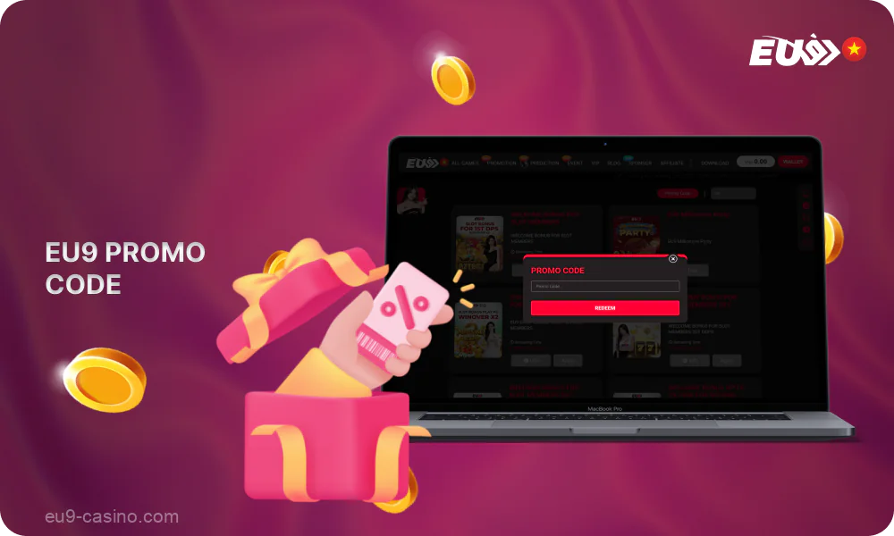 Pemain dari Indonesia dapat menggunakan kode promosi saat mendaftar di Eu9 dan menerima bonus besar