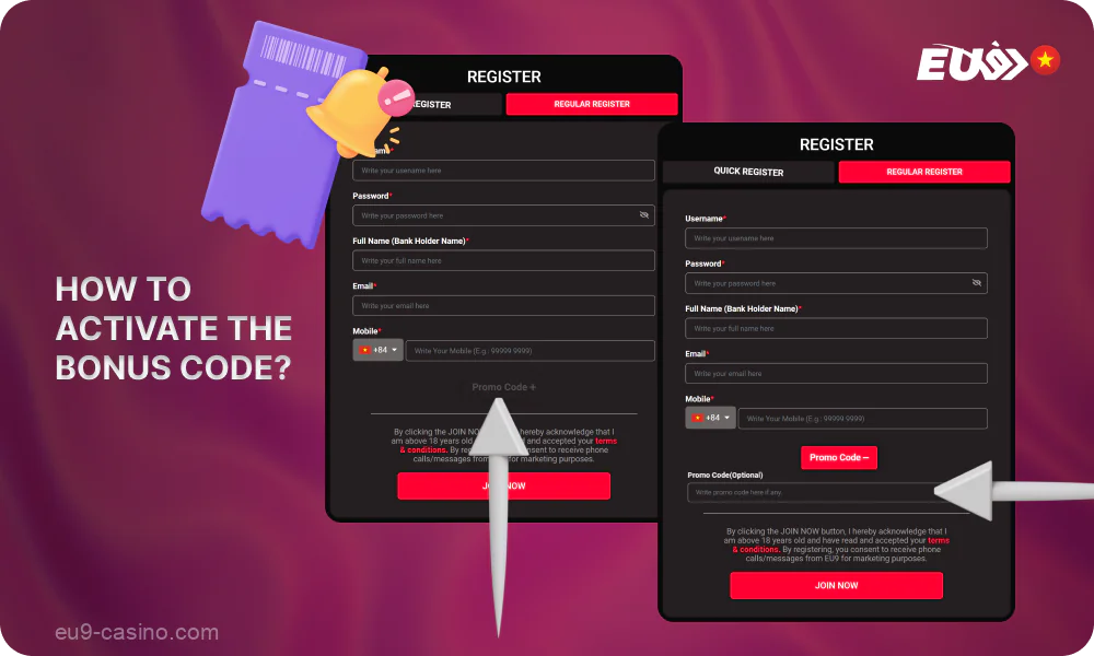 Untuk menggunakan kode promosi di situs Eu9 dan menerima bonus, pemain dari Indonesia perlu mengikuti beberapa langkah sederhana