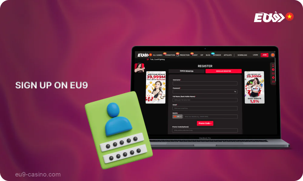 By registering on Eu9, Vietnamese players will have full access to all features of the site and mobile application, including real money casino games, sports betting, deposits and withdrawals, participation in promotions